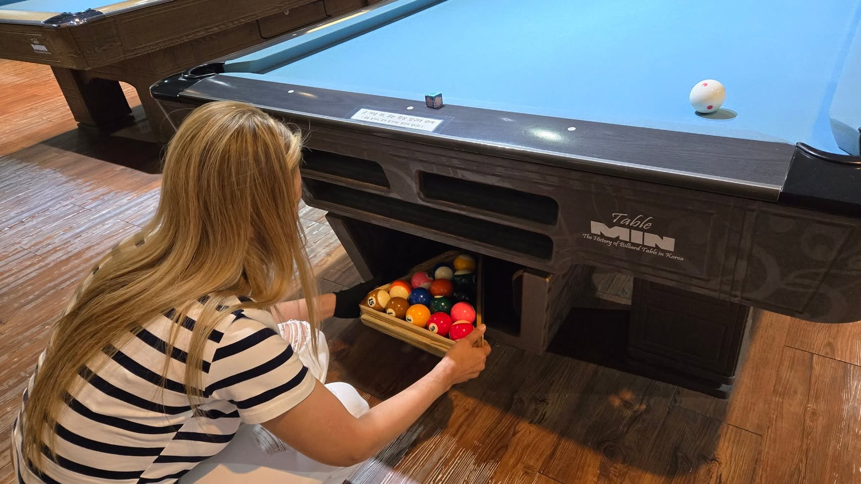 Seoul, Korea. Crazy pool hall. Honor system. No one here. Signs telling you where to put the money.